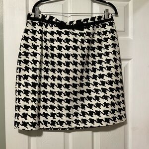 Kate Spade Black and White Houndstooth A-Line Skirt